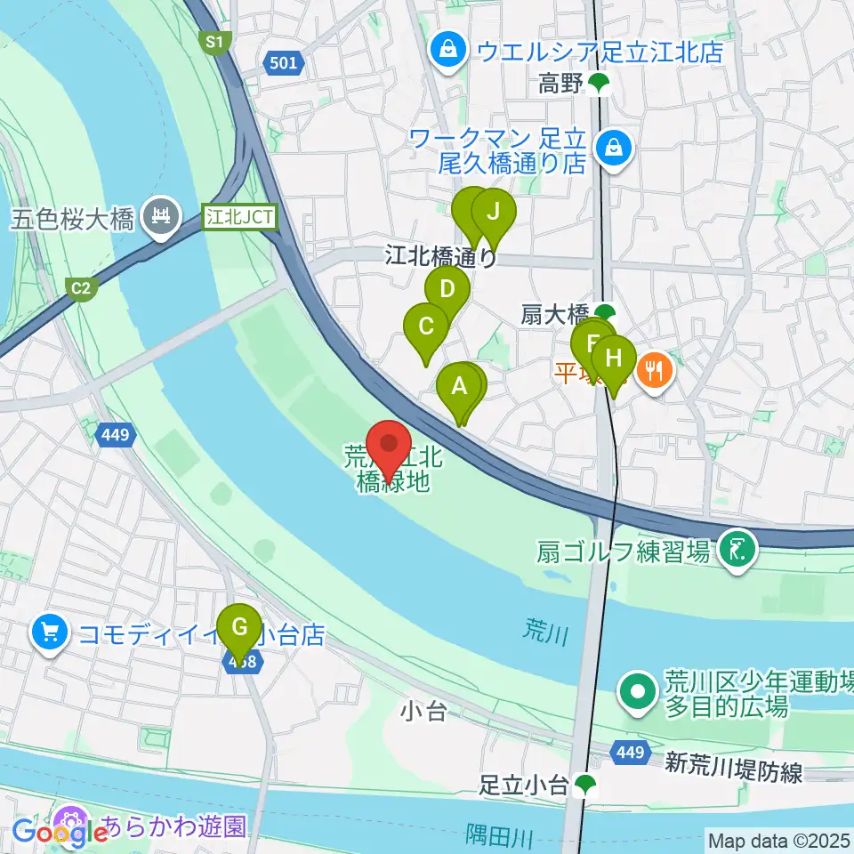 扇野球場周辺のファミレス・ファーストフード一覧地図