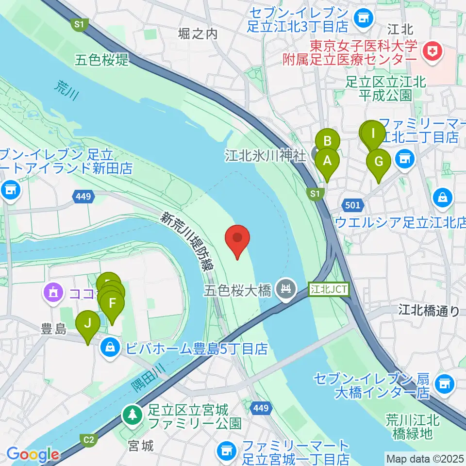 豊島五丁目グリーンスポーツ広場陸上競技場周辺のファミレス・ファーストフード一覧地図