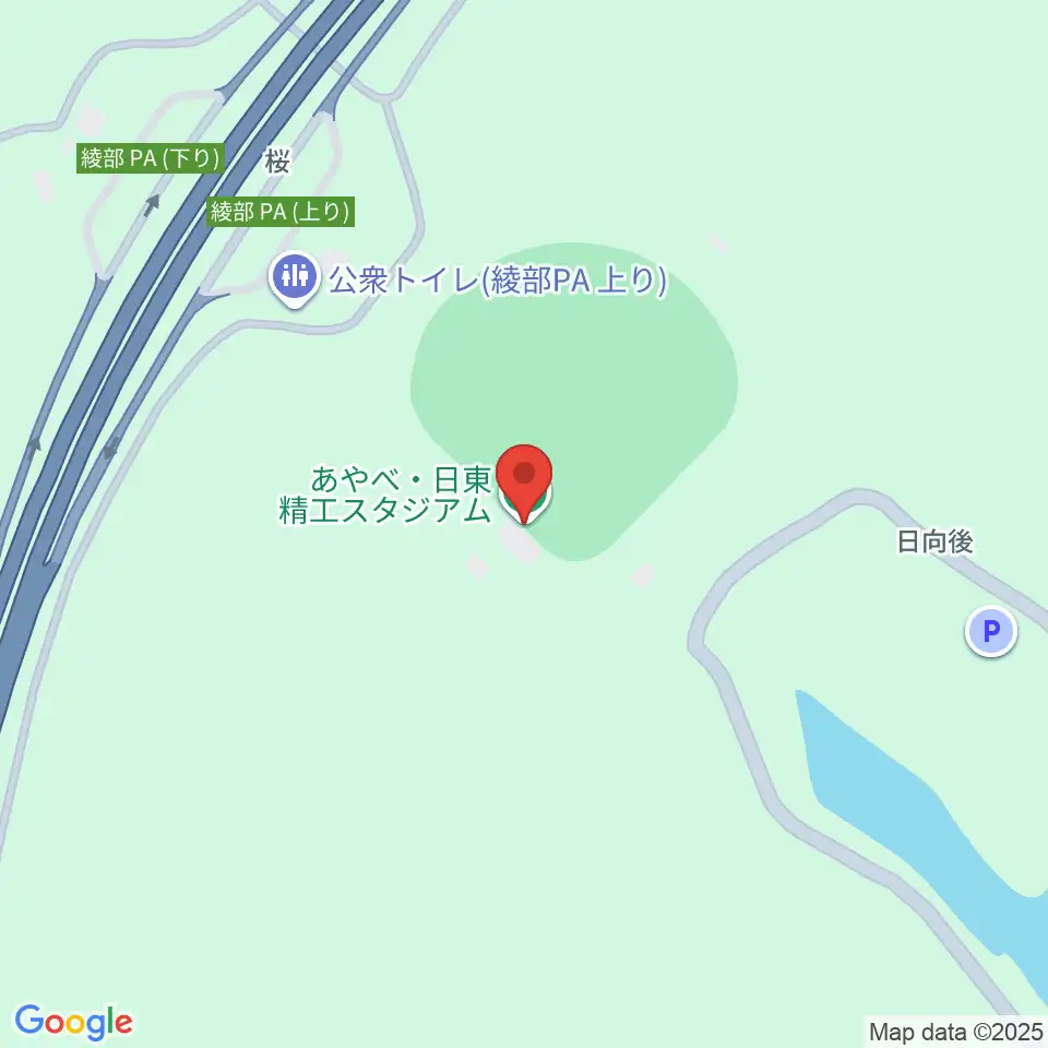 あやべ・日東精工スタジアム周辺のファミレス・ファーストフード一覧地図