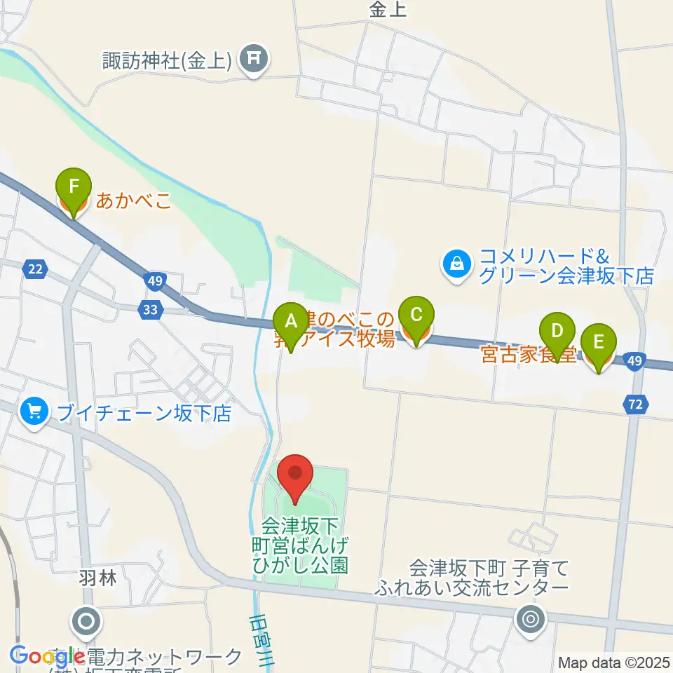 BMI鶴沼球場周辺のファミレス・ファーストフード一覧地図