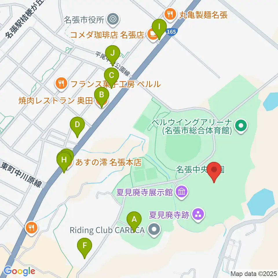 メイハンフィールド周辺のファミレス・ファーストフード一覧地図