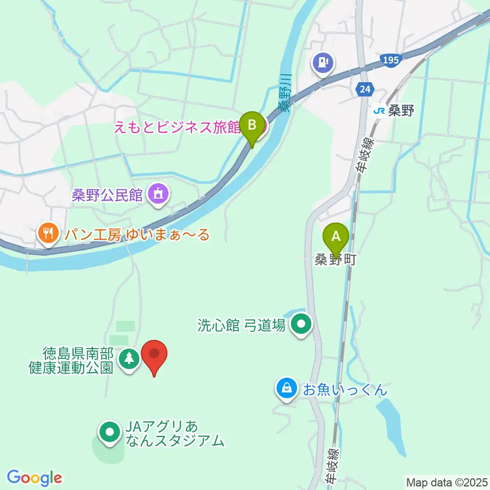 JAアグリあなん陸上競技場周辺のファミレス・ファーストフード一覧地図