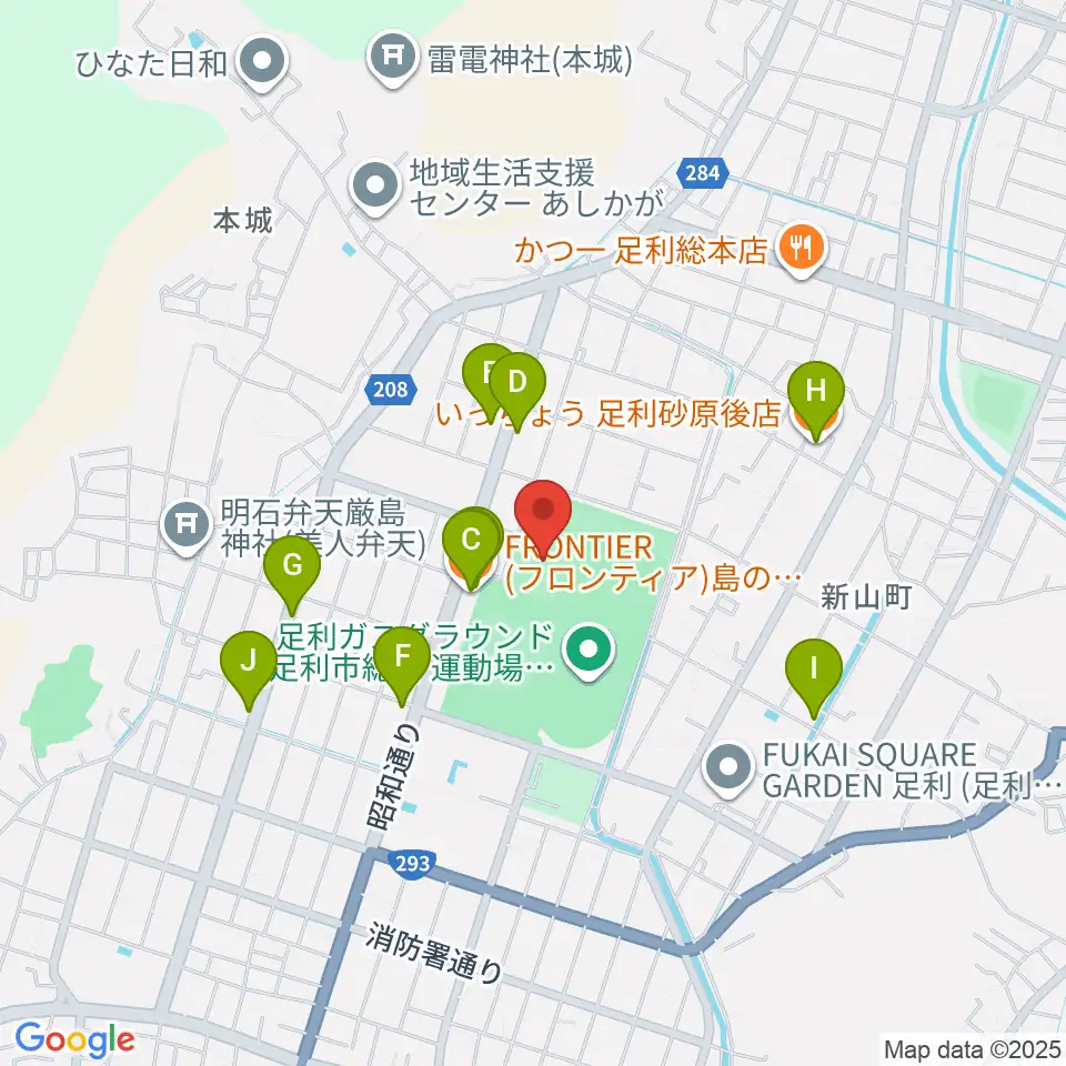 エコアールグリーン球場周辺のファミレス・ファーストフード一覧地図