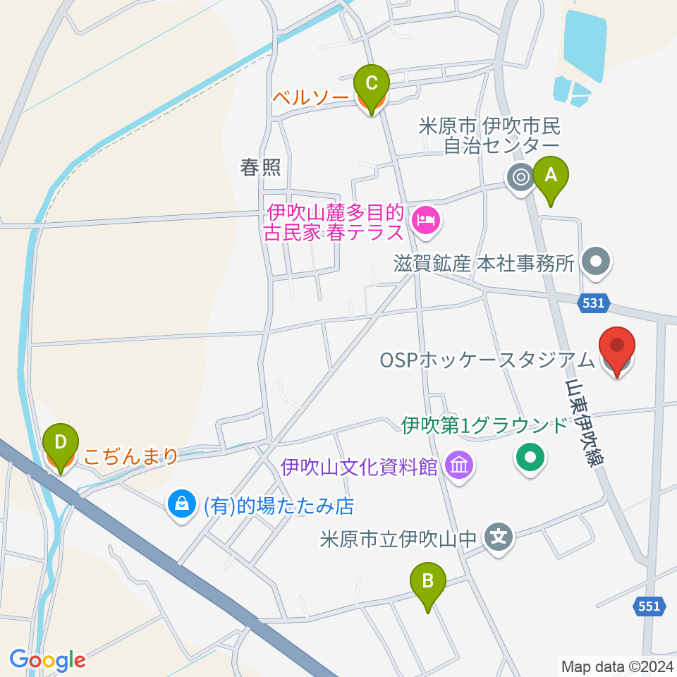 OSPホッケースタジアム周辺のファミレス・ファーストフード一覧地図