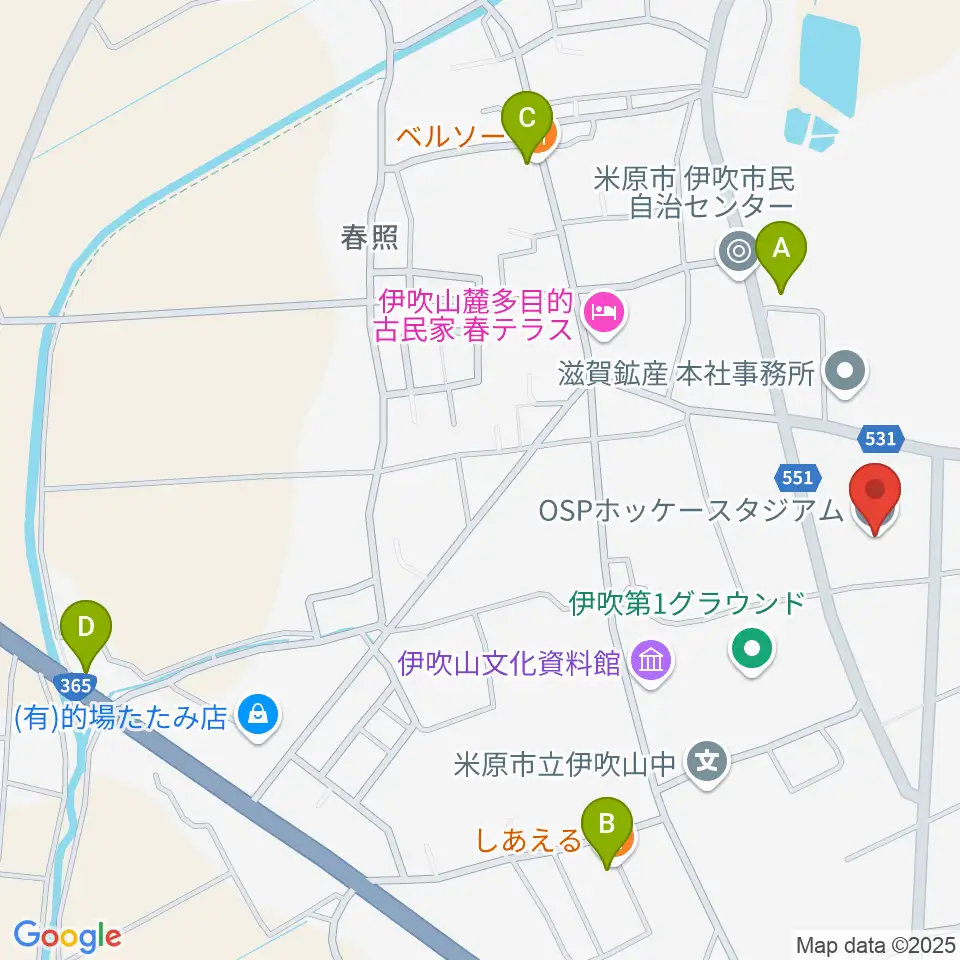OSPホッケースタジアム周辺のファミレス・ファーストフード一覧地図