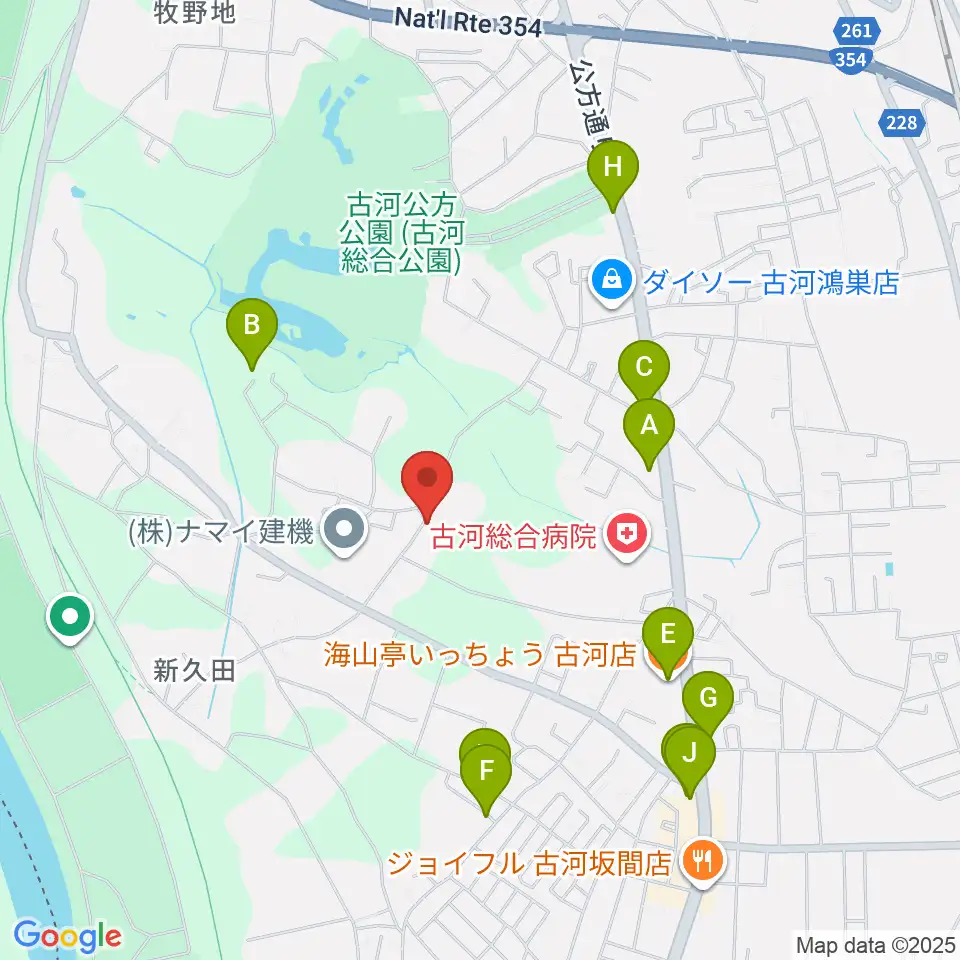 ヨシダサッカーフィールド周辺のファミレス・ファーストフード一覧地図