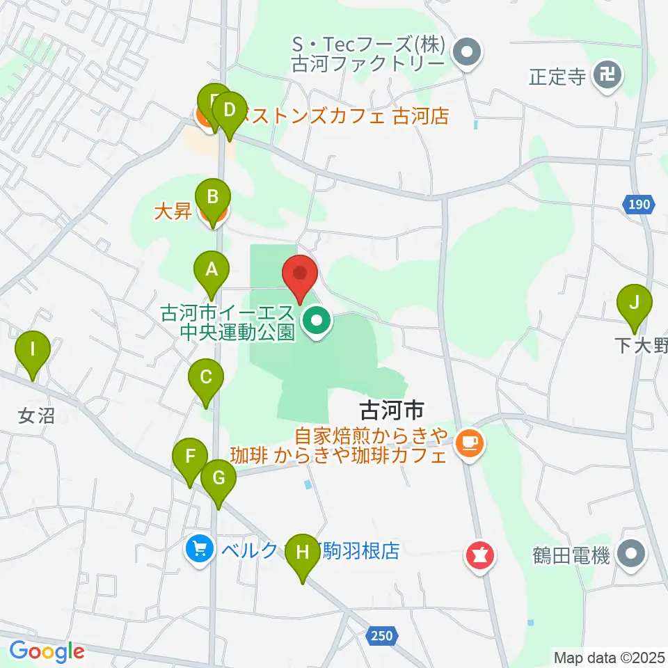 イーエスはなもも体育館周辺のファミレス・ファーストフード一覧地図