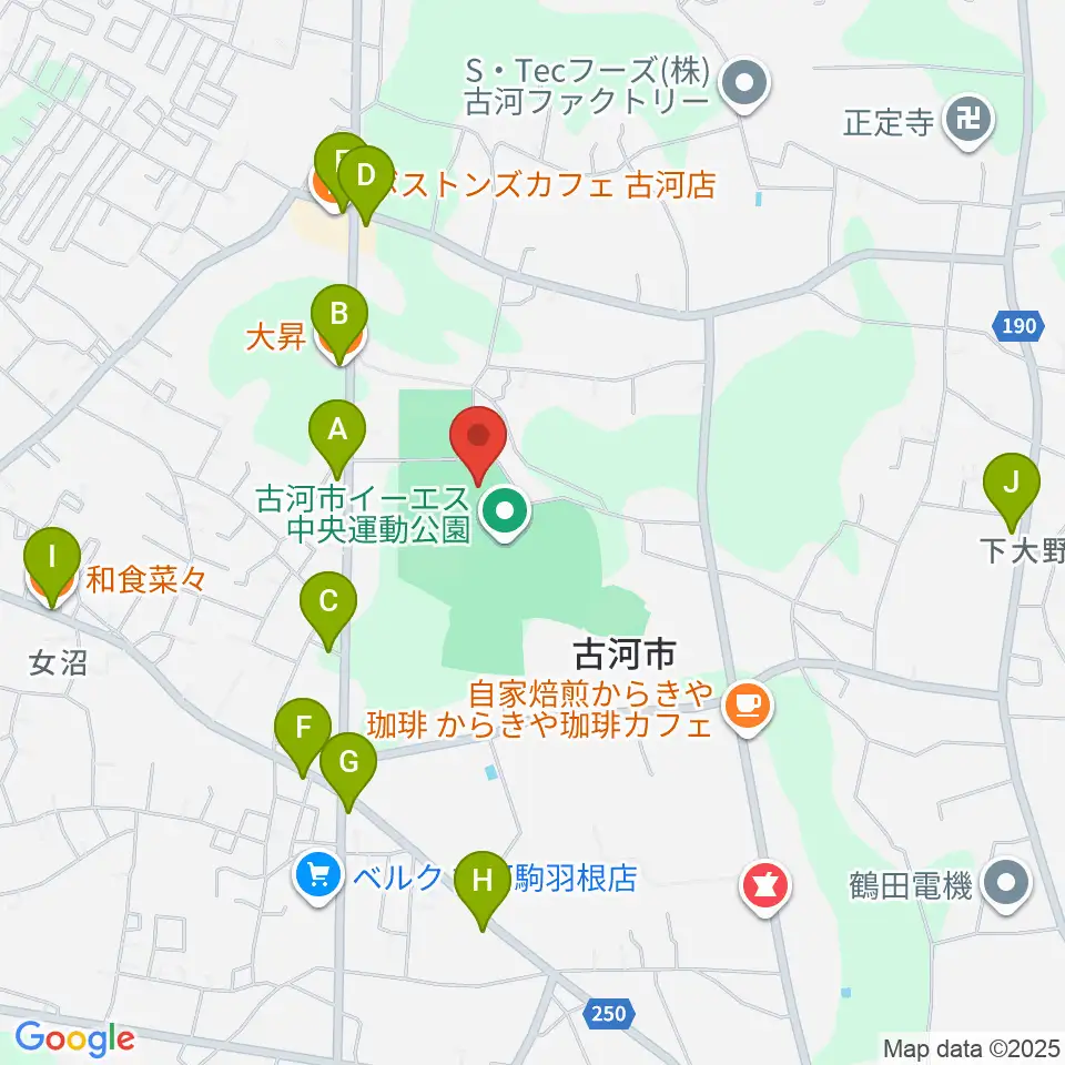イーエスはなもも体育館周辺のファミレス・ファーストフード一覧地図