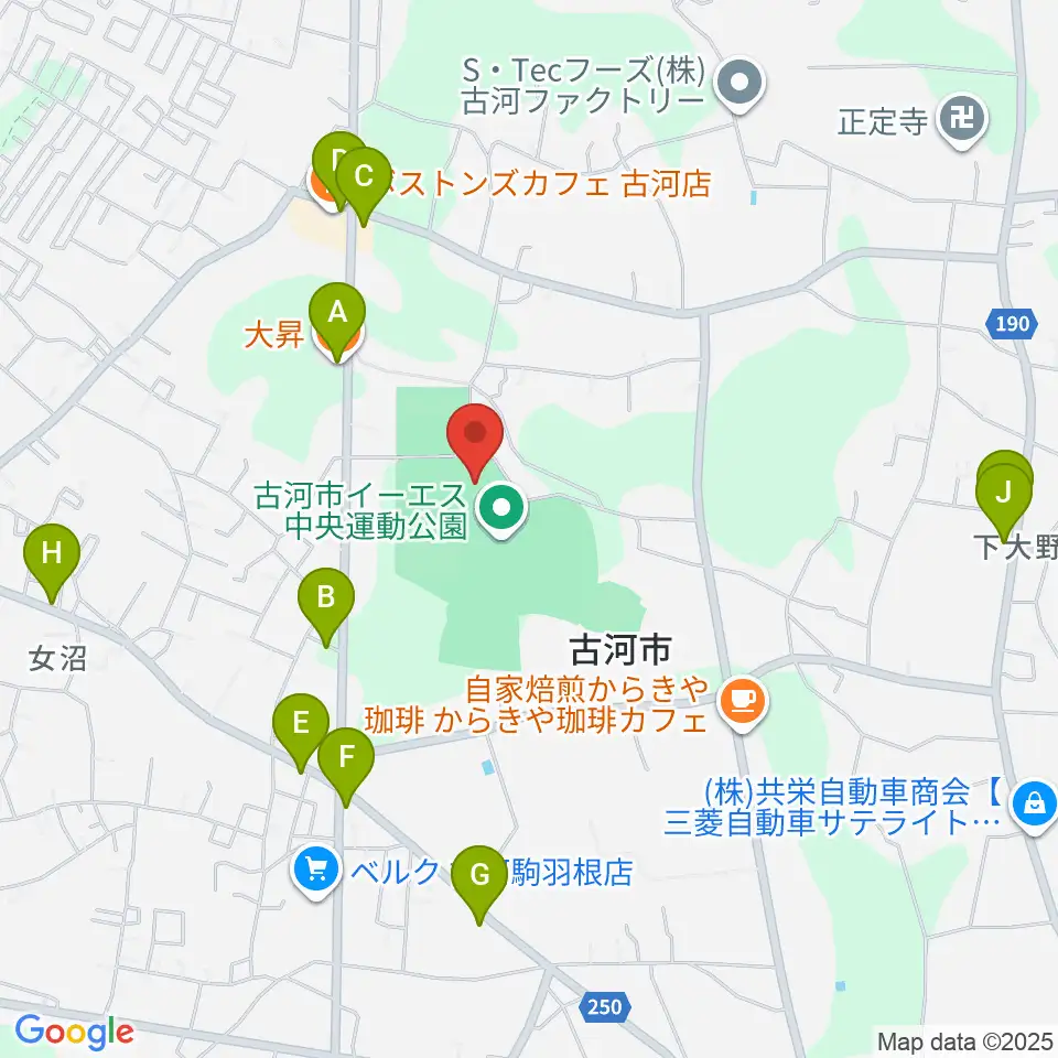 イーエスはなもも体育館周辺のファミレス・ファーストフード一覧地図
