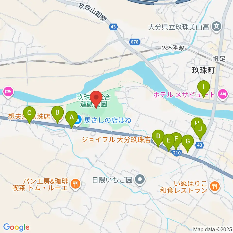 花林かいぞくスタジアム周辺のファミレス・ファーストフード一覧地図