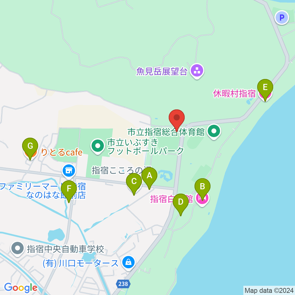 新川床マリン球場周辺のファミレス・ファーストフード一覧地図