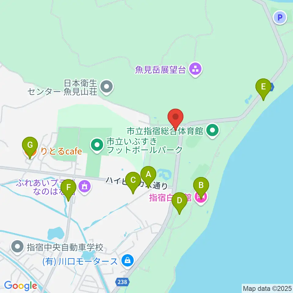 新川床マリン球場周辺のファミレス・ファーストフード一覧地図