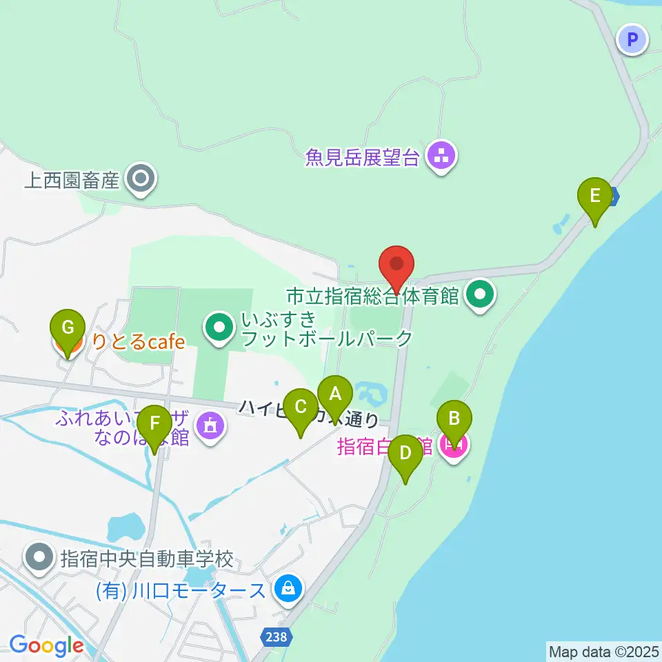 新川床マリン球場周辺のファミレス・ファーストフード一覧地図