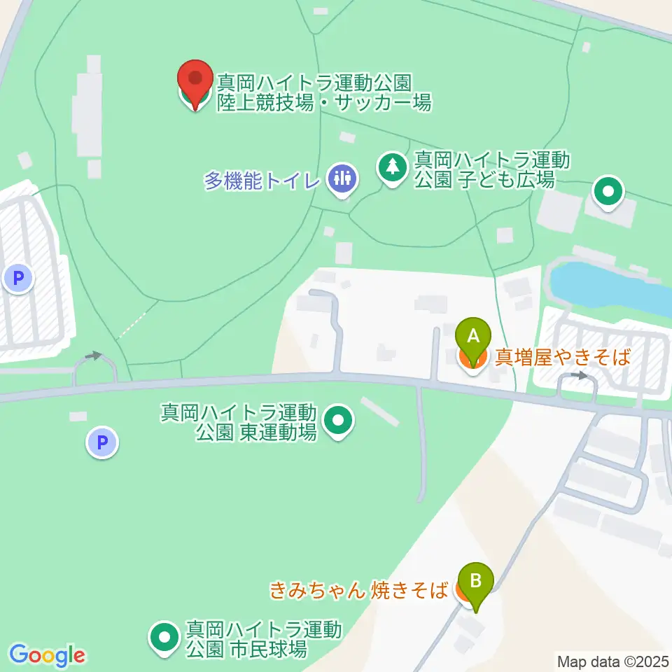 真岡ハイトラ運動公園陸上競技場周辺のファミレス・ファーストフード一覧地図