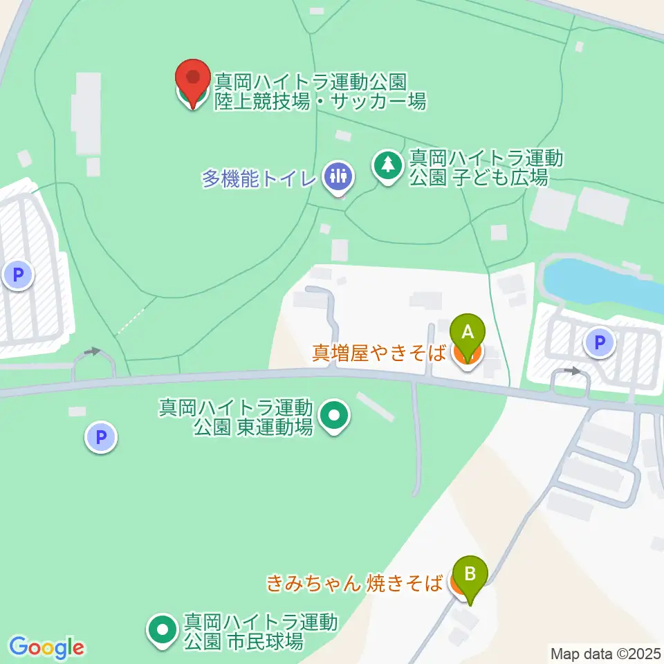 真岡ハイトラ運動公園陸上競技場周辺のファミレス・ファーストフード一覧地図