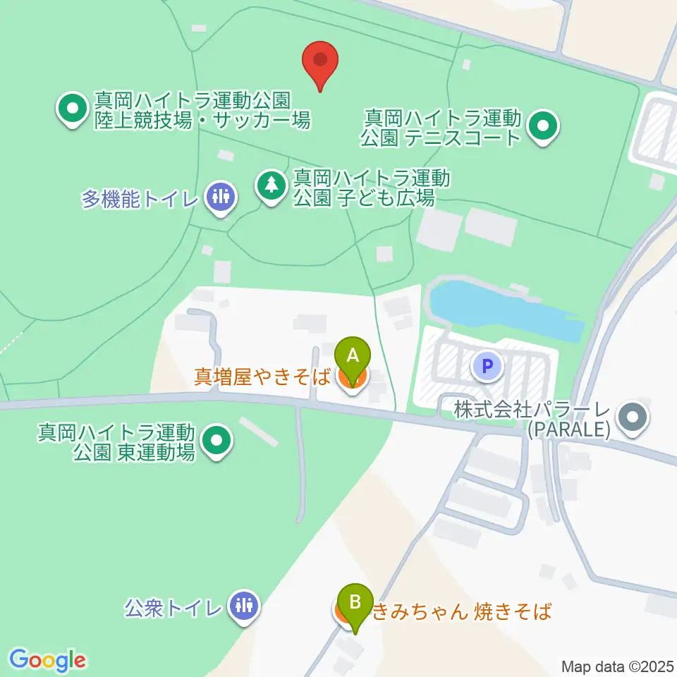 真岡ハイトラ運動公園多目的運動場周辺のファミレス・ファーストフード一覧地図