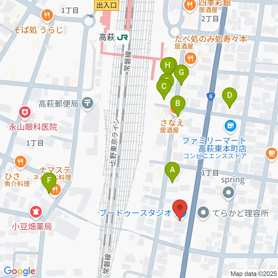 Voodoo Studio周辺のファミレス・ファーストフード一覧地図