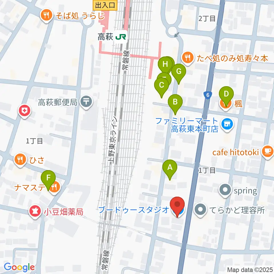 Voodoo Studio周辺のファミレス・ファーストフード一覧地図