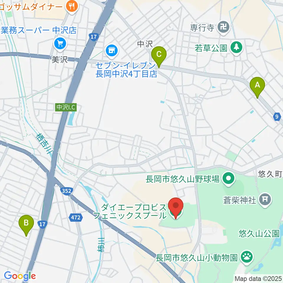 ダイエープロビスフェニックスプール周辺のファミレス・ファーストフード一覧地図