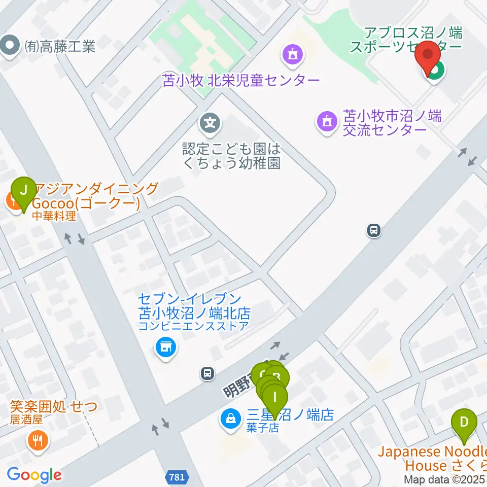 アブロス沼ノ端スポーツセンター周辺のファミレス・ファーストフード一覧地図