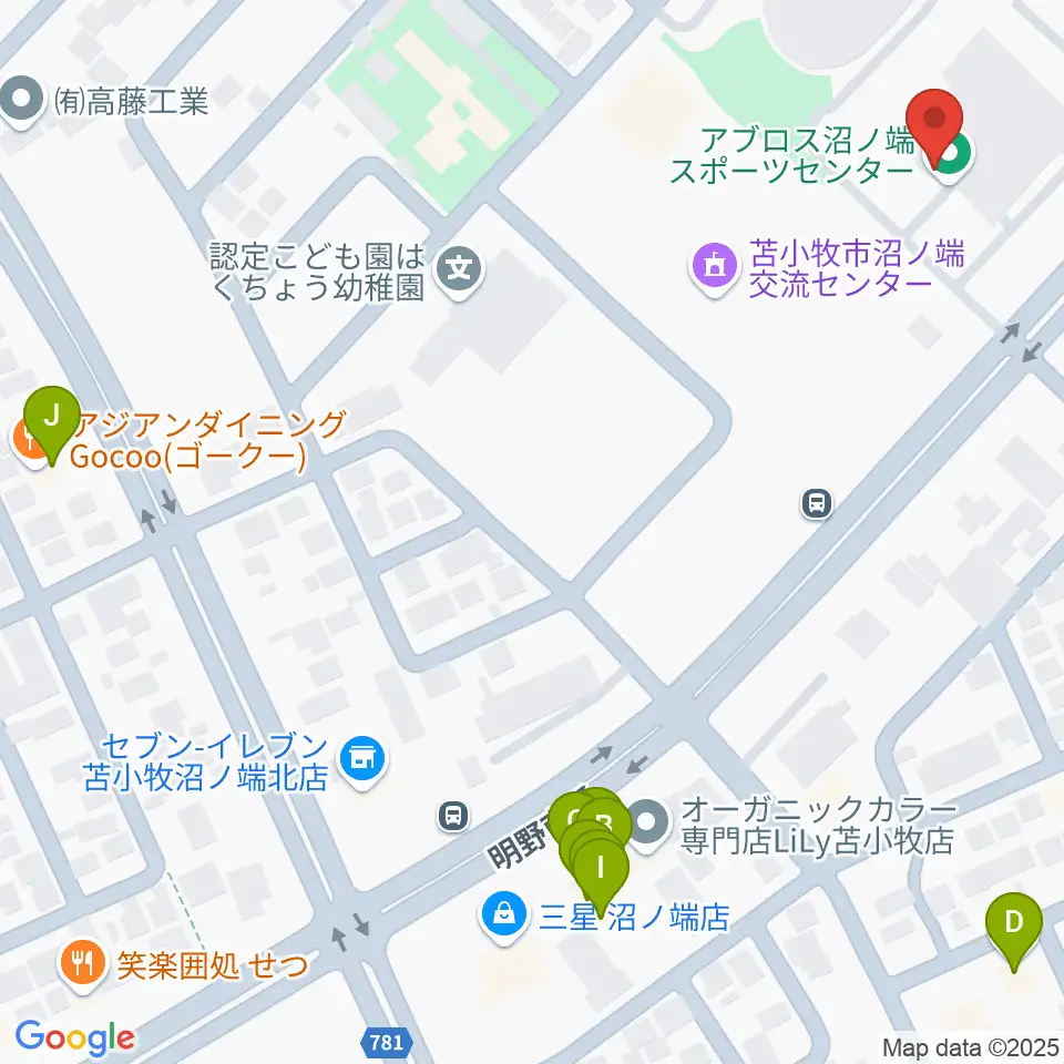 アブロス沼ノ端スポーツセンター周辺のファミレス・ファーストフード一覧地図