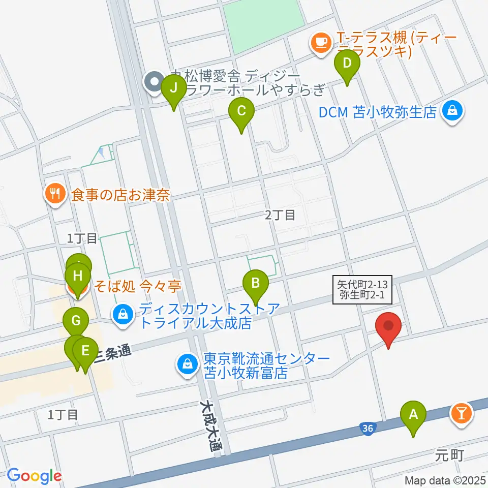 アブロス矢代スポーツセンター周辺のファミレス・ファーストフード一覧地図