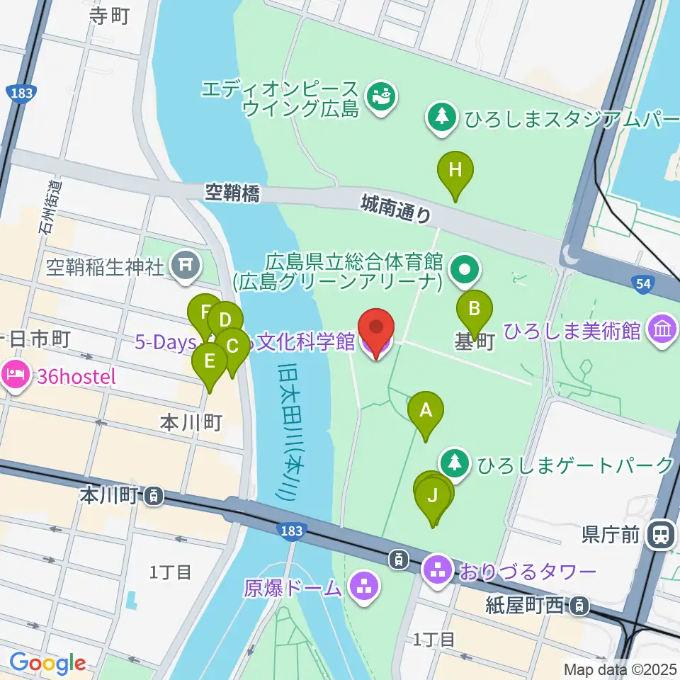 5-Daysこども文化科学館周辺のファミレス・ファーストフード一覧地図