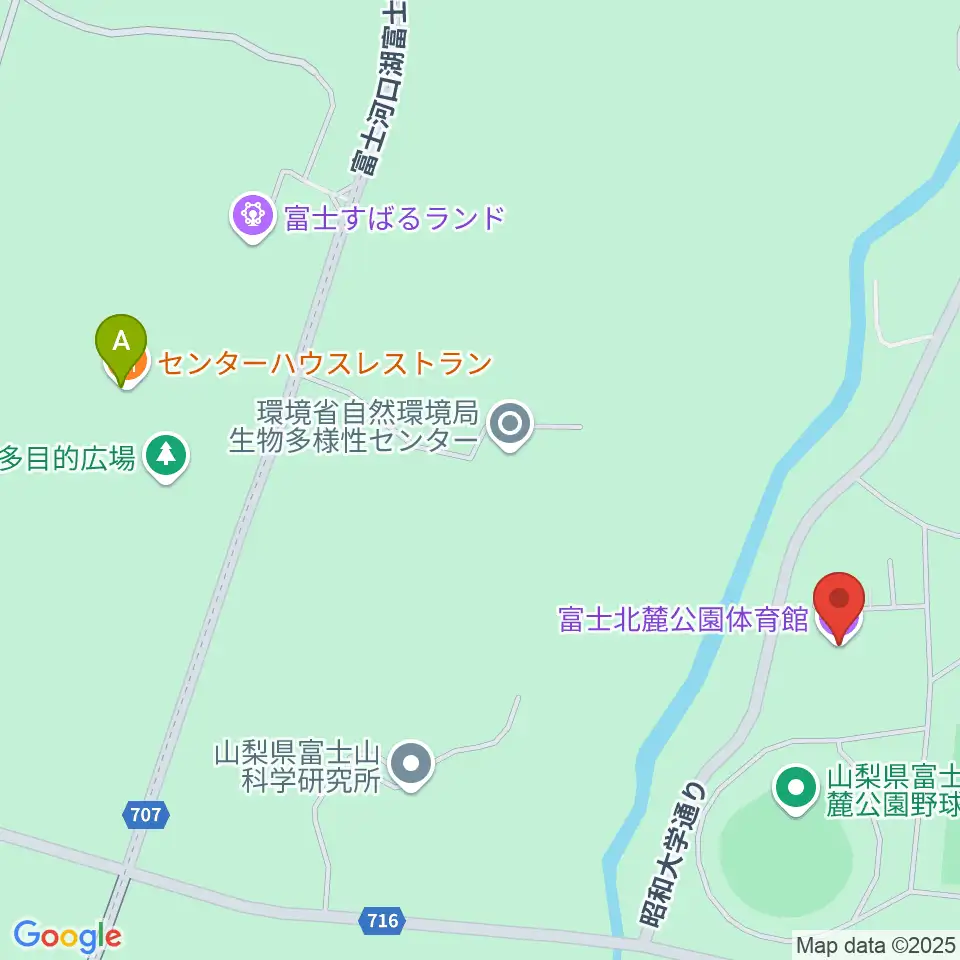 富士北麓公園体育館周辺のファミレス・ファーストフード一覧地図