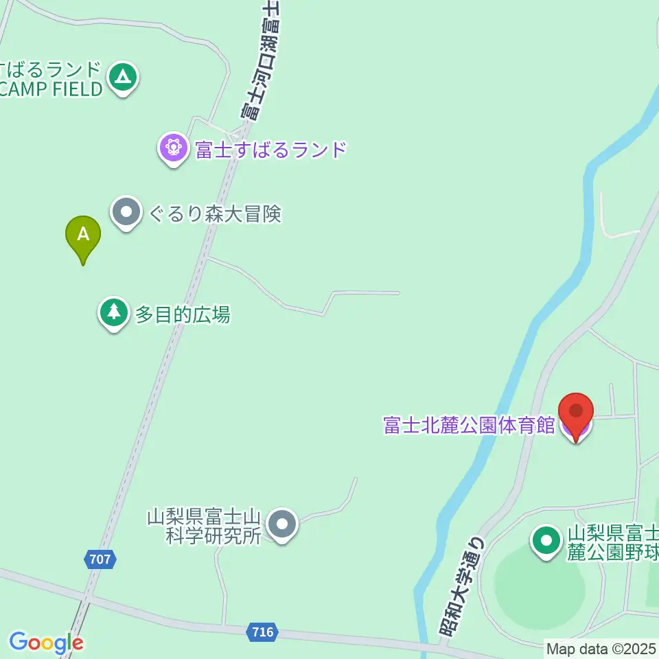 富士北麓公園体育館周辺のファミレス・ファーストフード一覧地図