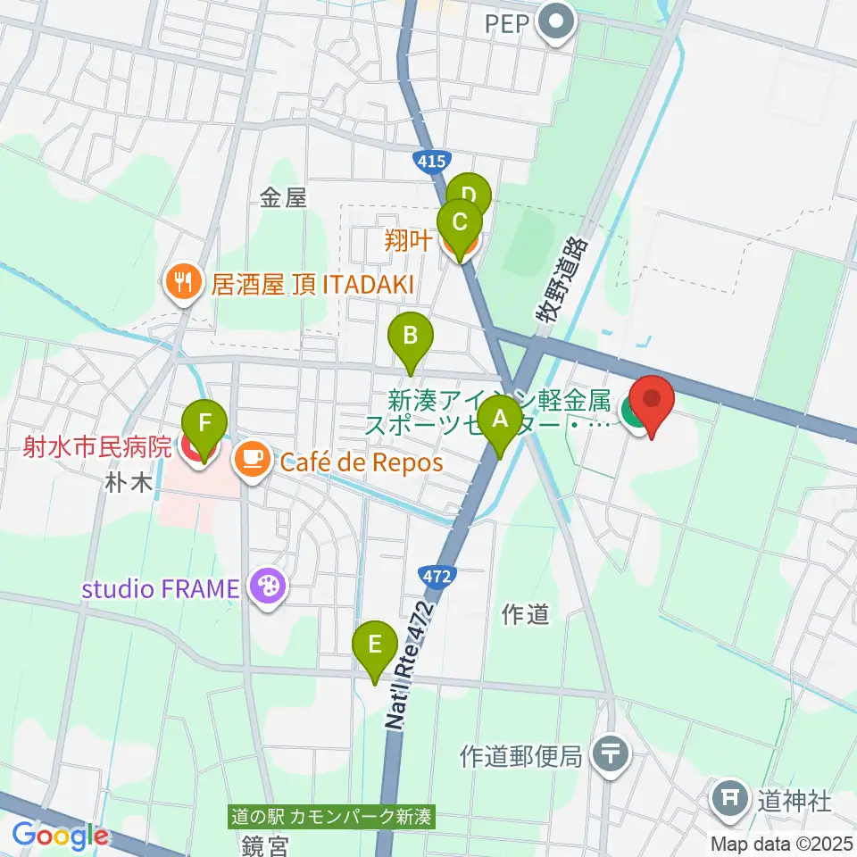 新湊アイシン軽金属スポーツセンター周辺のファミレス・ファーストフード一覧地図