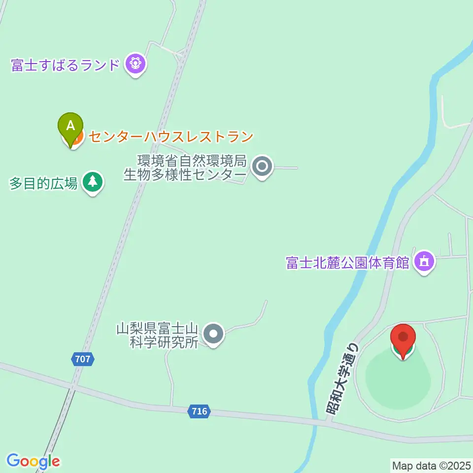 富士北麓公園野球場周辺のファミレス・ファーストフード一覧地図