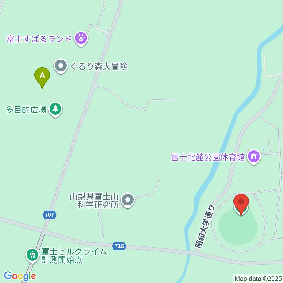 富士北麓公園野球場周辺のファミレス・ファーストフード一覧地図