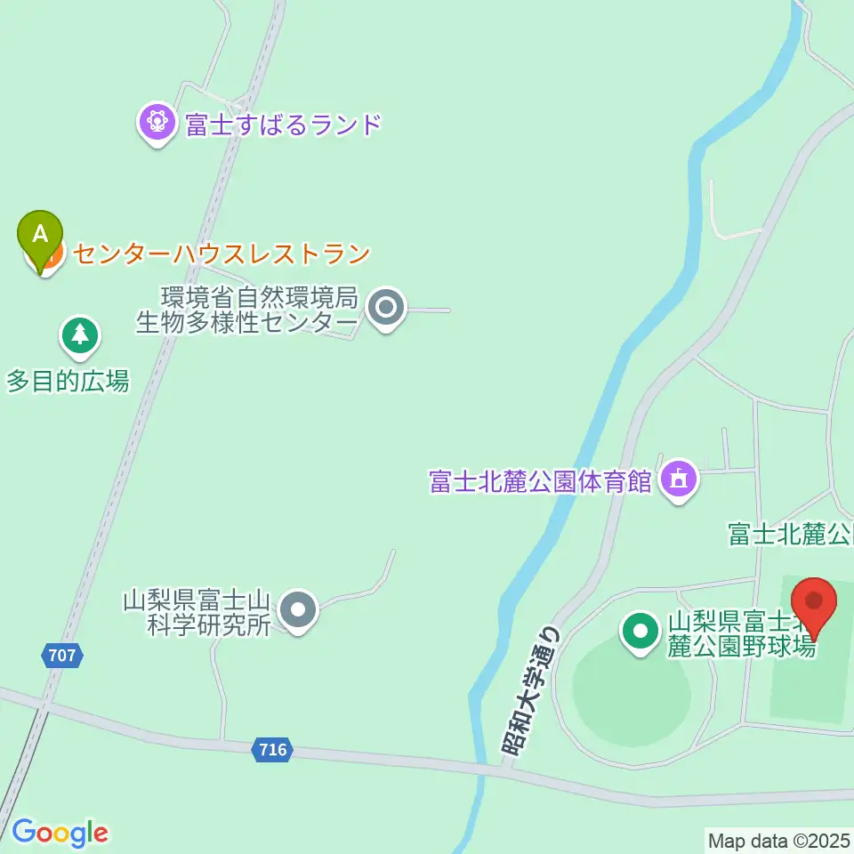 富士北麓公園球技場周辺のファミレス・ファーストフード一覧地図