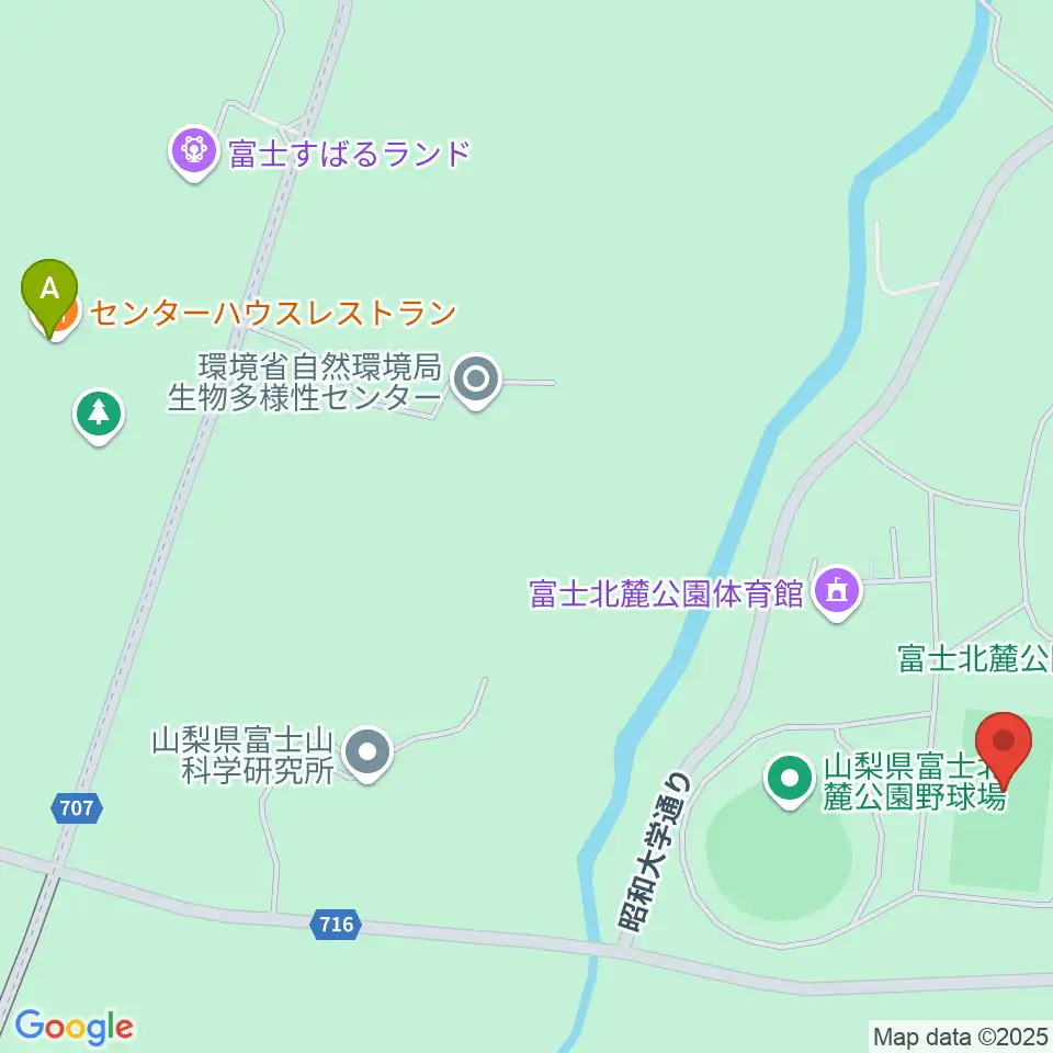 富士北麓公園球技場周辺のファミレス・ファーストフード一覧地図