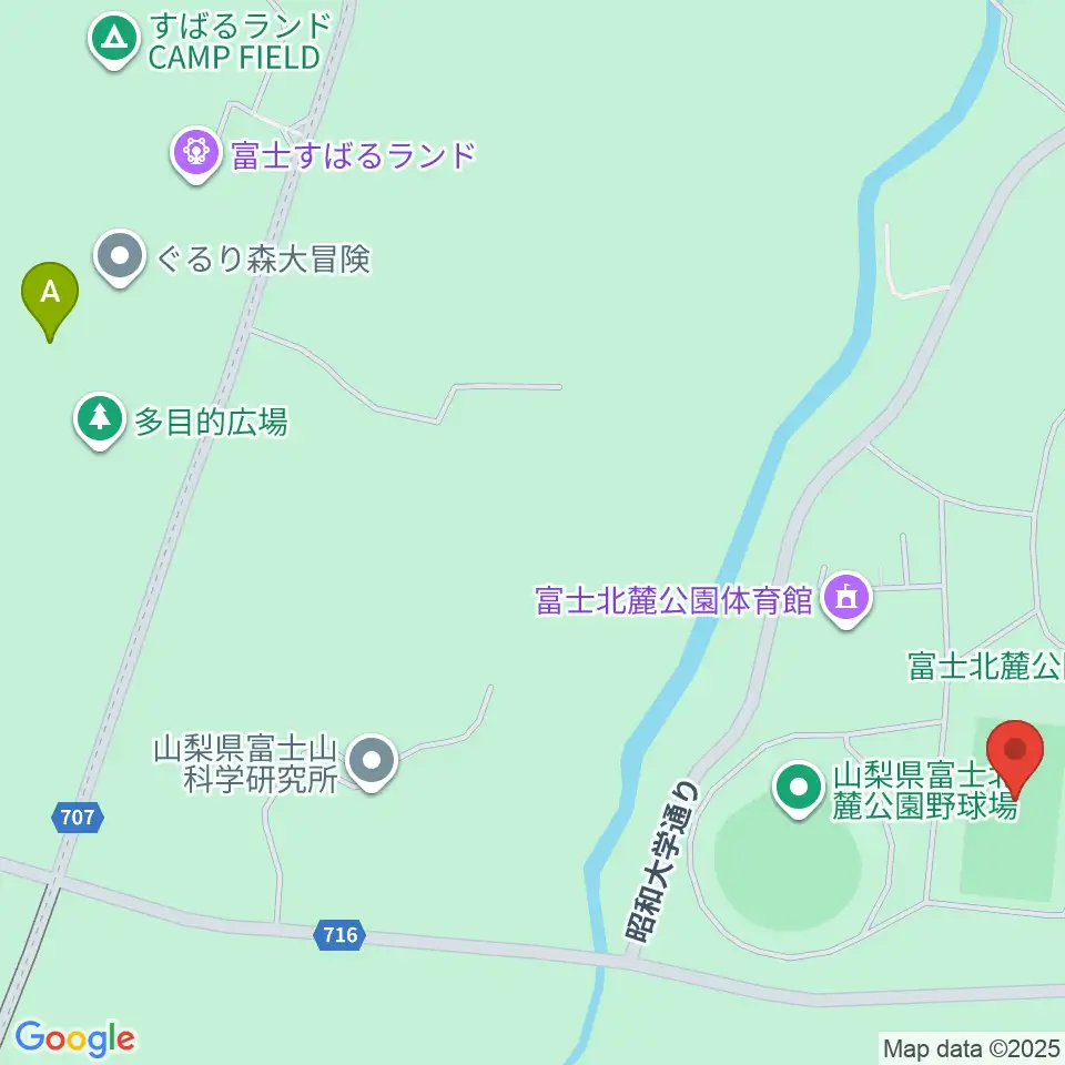 富士北麓公園球技場周辺のファミレス・ファーストフード一覧地図