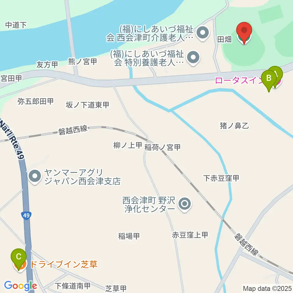 福島レッドホープス西会津球場周辺のファミレス・ファーストフード一覧地図