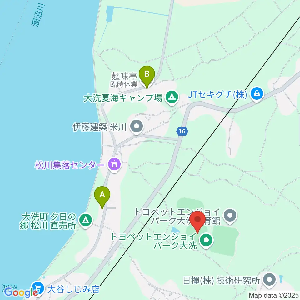トヨペットエンジョイパーク大洗野球場周辺のファミレス・ファーストフード一覧地図