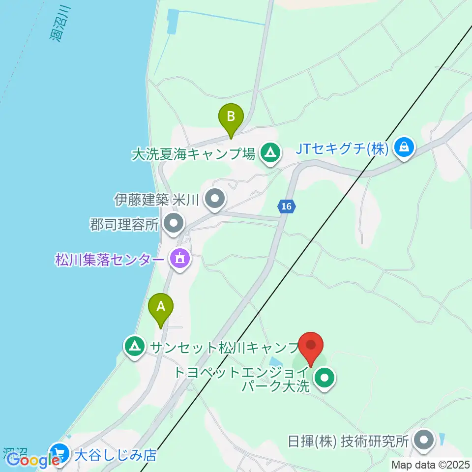 トヨペットエンジョイパーク大洗野球場周辺のファミレス・ファーストフード一覧地図