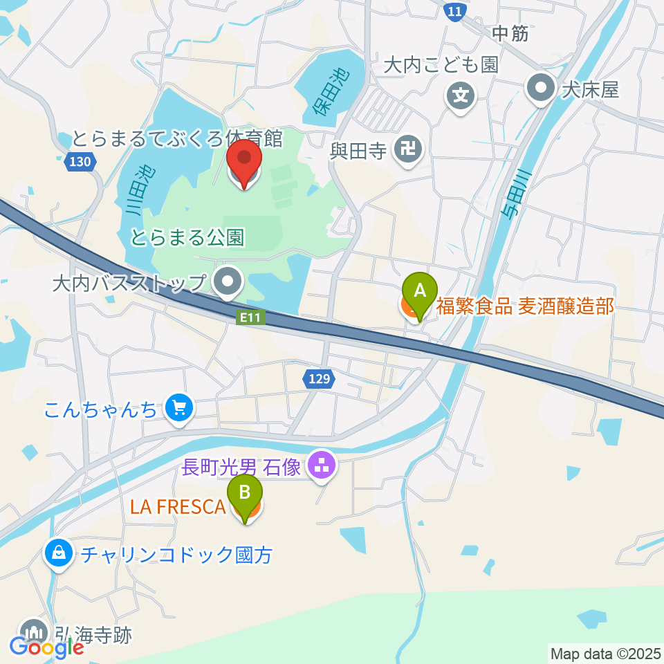 とらまるてぶくろ体育館周辺のファミレス・ファーストフード一覧地図