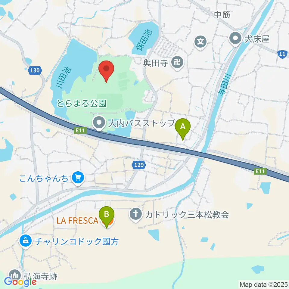 とらまるてぶくろ体育館周辺のファミレス・ファーストフード一覧地図