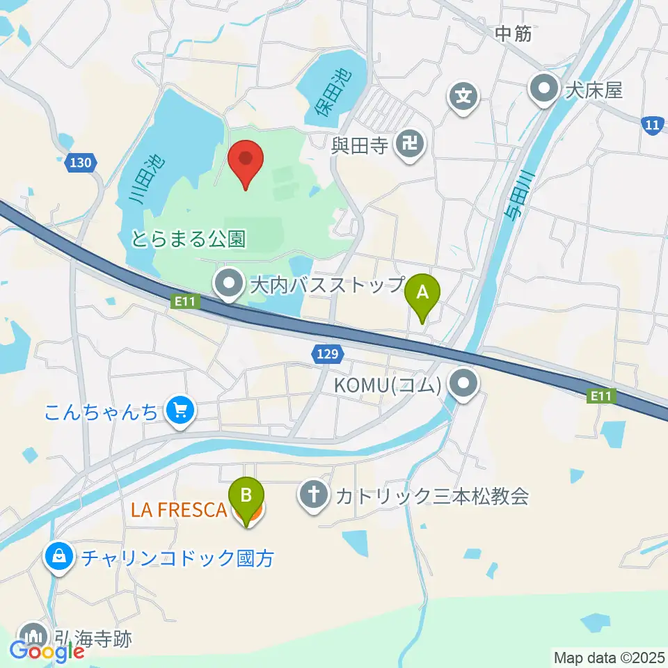 とらまるてぶくろ体育館周辺のファミレス・ファーストフード一覧地図