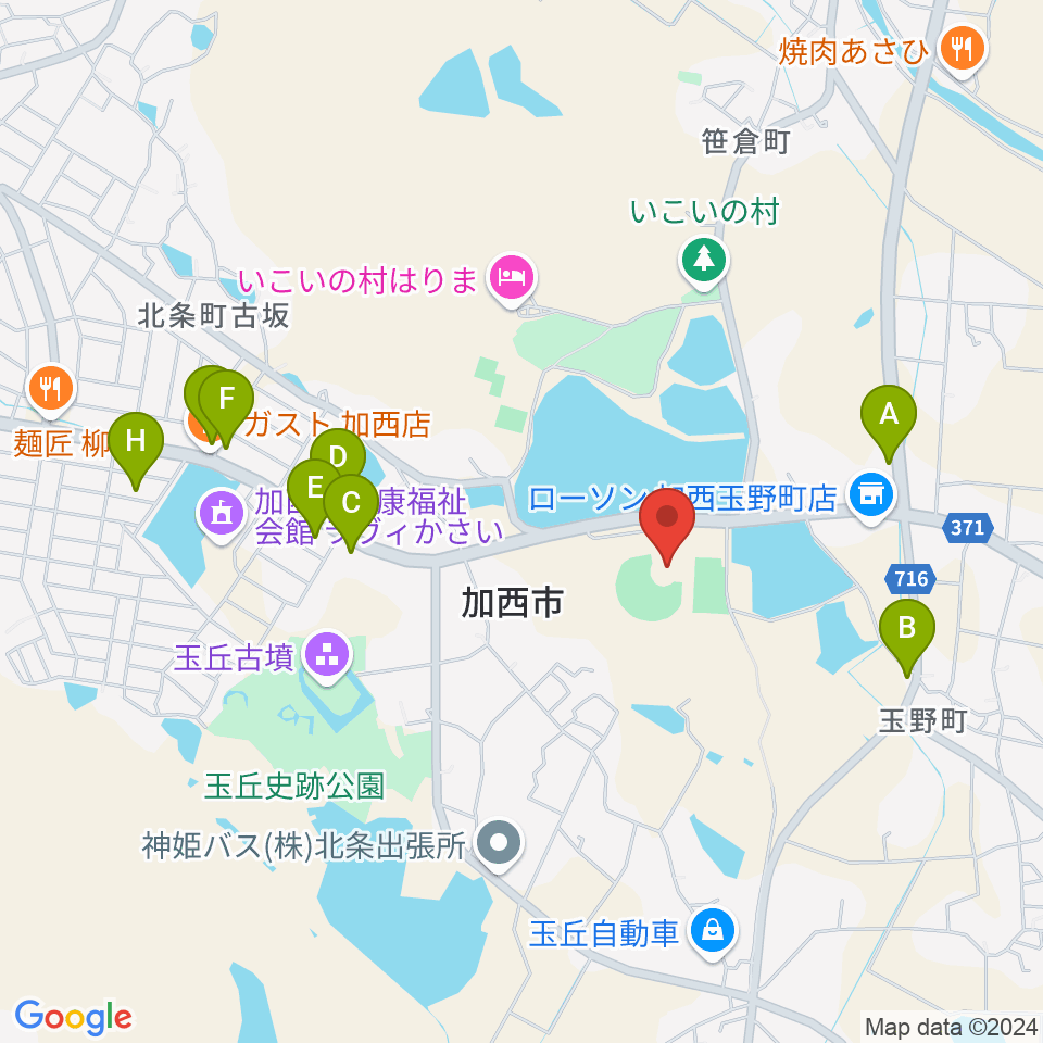 アラジンスタジアム周辺のファミレス・ファーストフード一覧地図