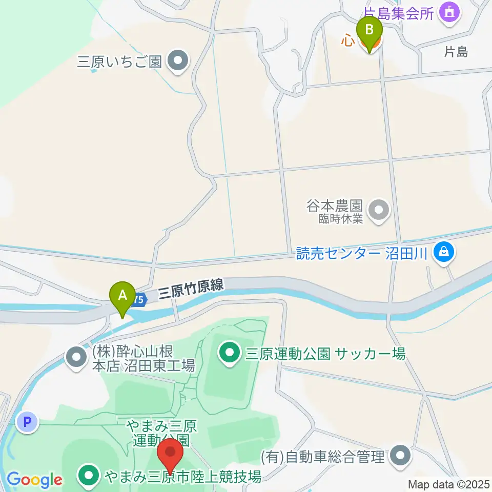 やまみ三原市民球場周辺のファミレス・ファーストフード一覧地図