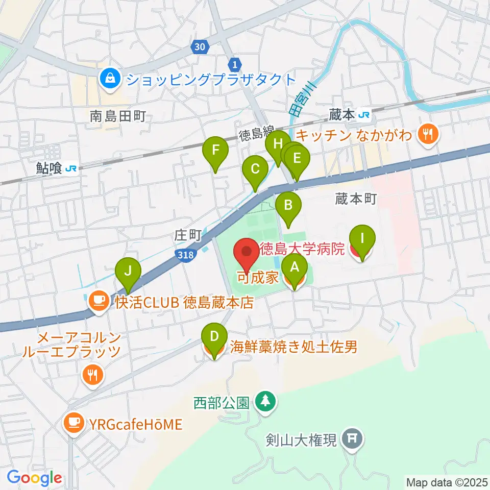 むつみスタジアム周辺のファミレス・ファーストフード一覧地図