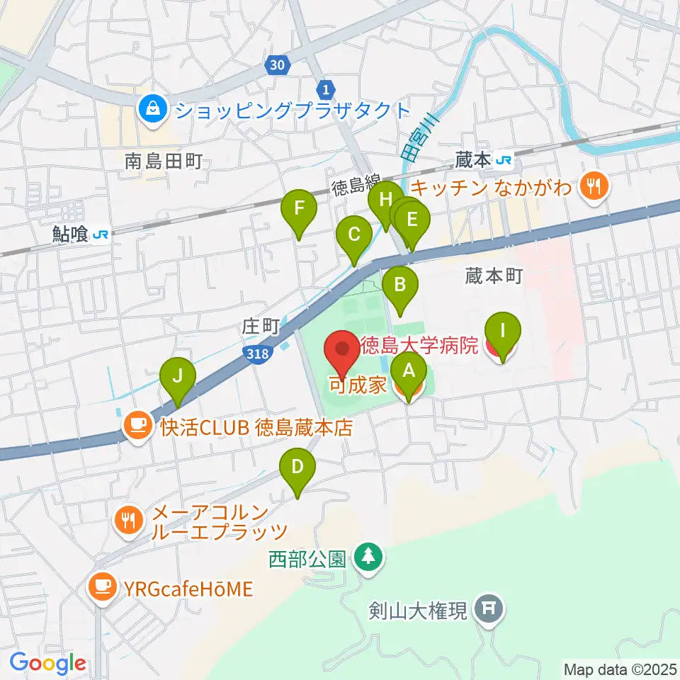むつみスタジアム周辺のファミレス・ファーストフード一覧地図