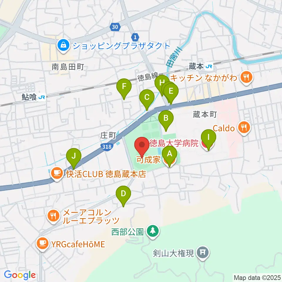 むつみスタジアム周辺のファミレス・ファーストフード一覧地図