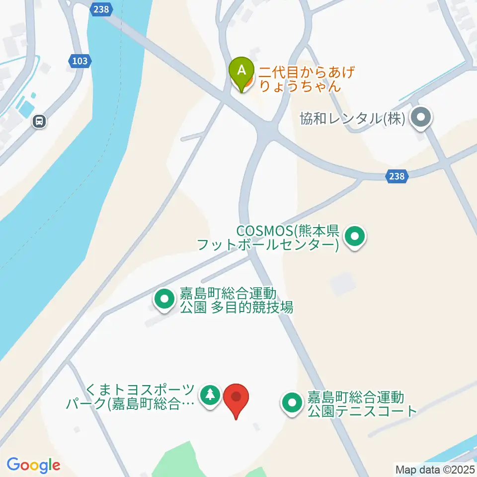 くまトヨスポーツパーク野球場周辺のファミレス・ファーストフード一覧地図