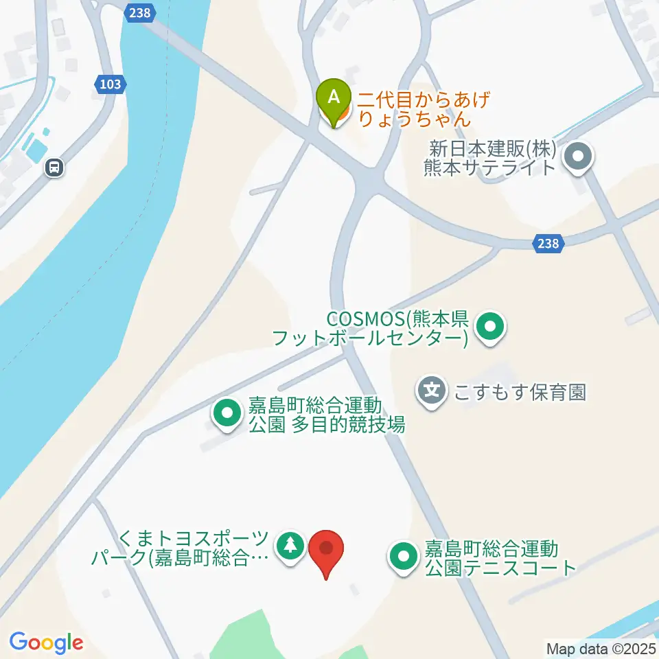 くまトヨスポーツパーク野球場周辺のファミレス・ファーストフード一覧地図