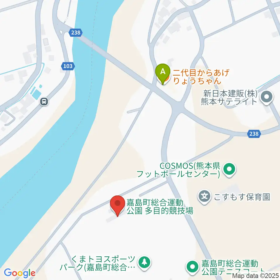 くまトヨスポーツパーク多目的競技場周辺のファミレス・ファーストフード一覧地図