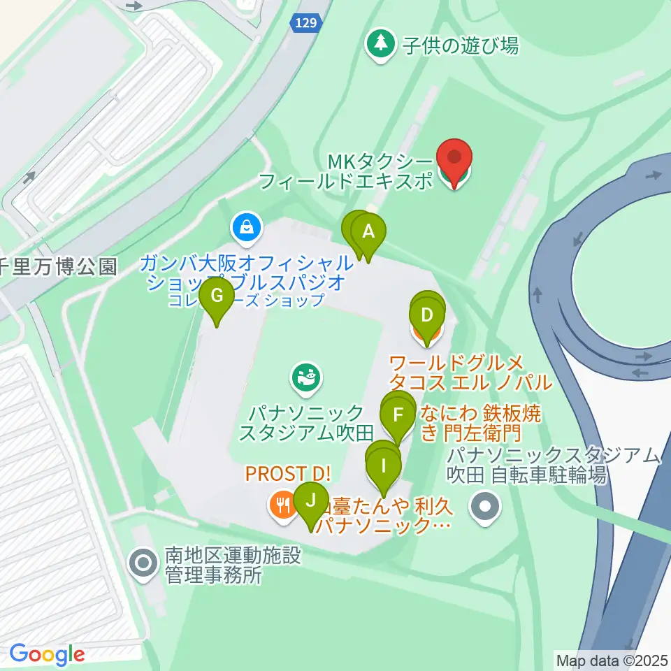 MKタクシーフィールドエキスポ周辺のファミレス・ファーストフード一覧地図